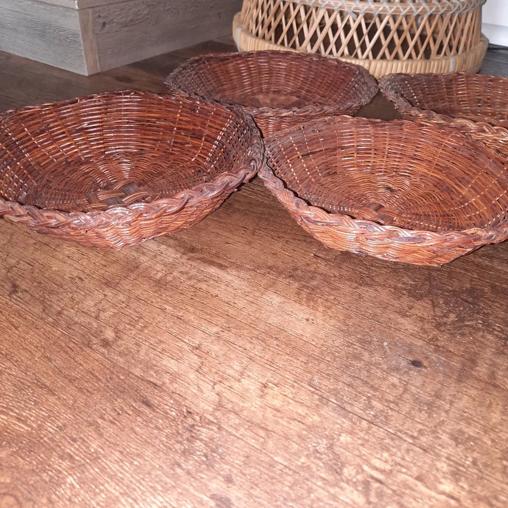 Woven Rattan Wall Basket Set - Brown